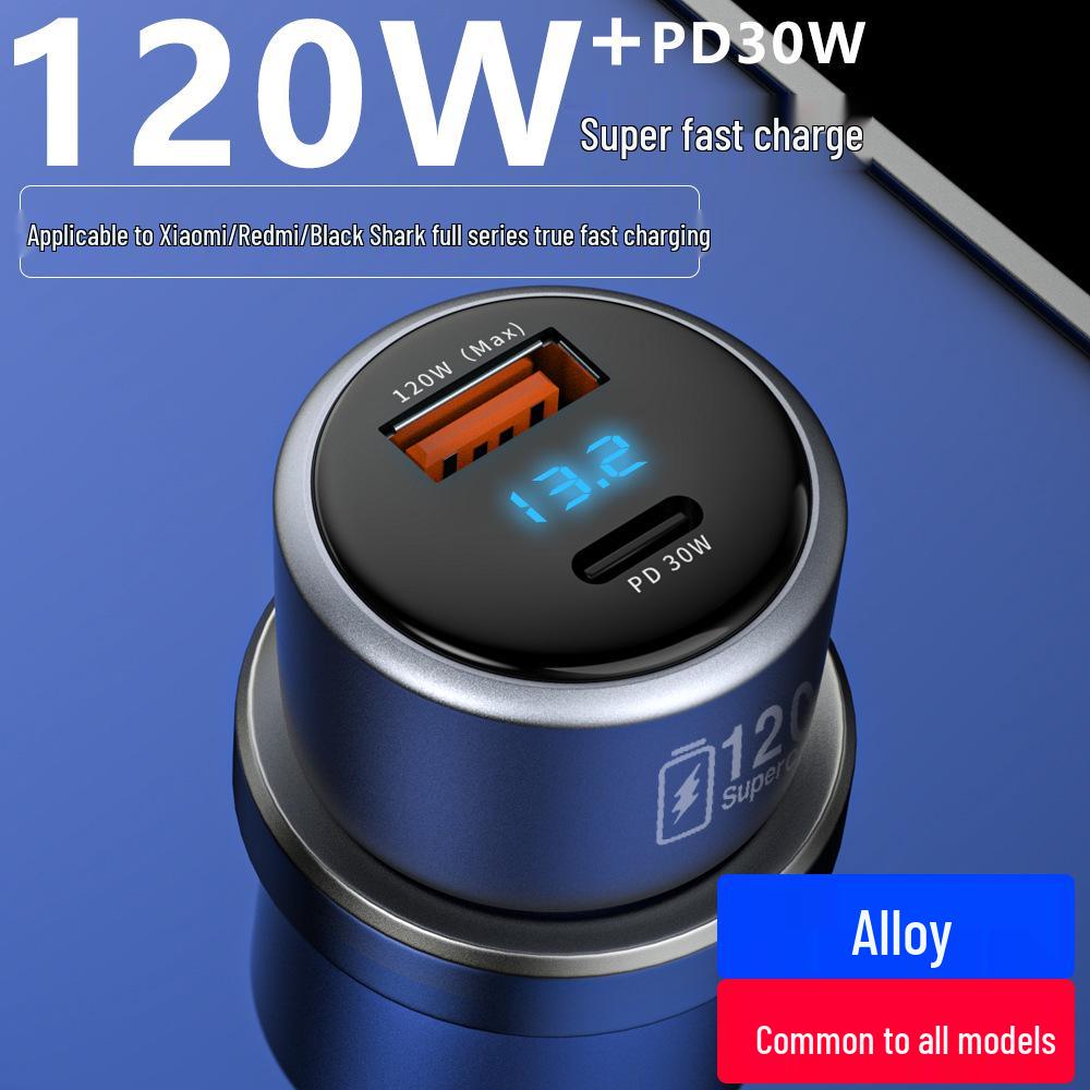 120W Dual Car Charger for Xiaomi and Apple - Super Fast Charging Adapter