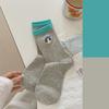 Cartoon Embroidered Socks, Cute Girl Puppy Mid-calf Socks, Autumn Color-blocking Pile Socks, Boneless Socks