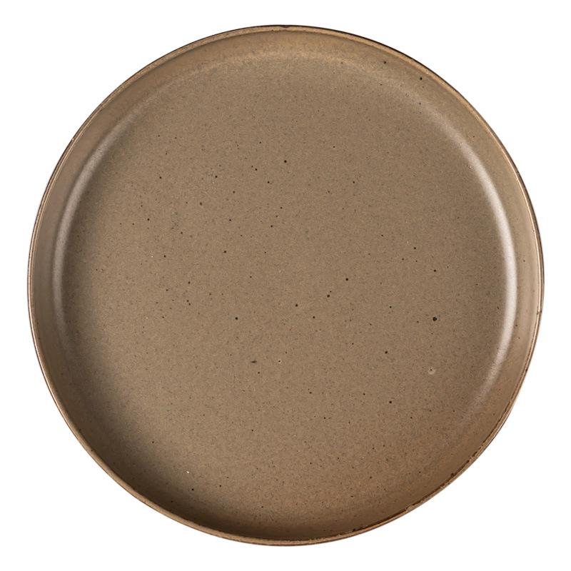 Round Deep Plate Retro Style Ceramic Plate Japanese Tableware Plate Household Dish Steak Plate Salad Plate Dinner Plate