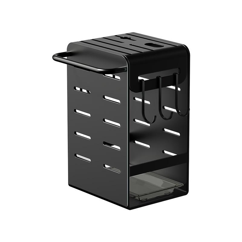 Kitchen Wall Mount Knife Holder Organizer Rack with Chopstick Storage and Dish Drying Tray, No Drilling Required