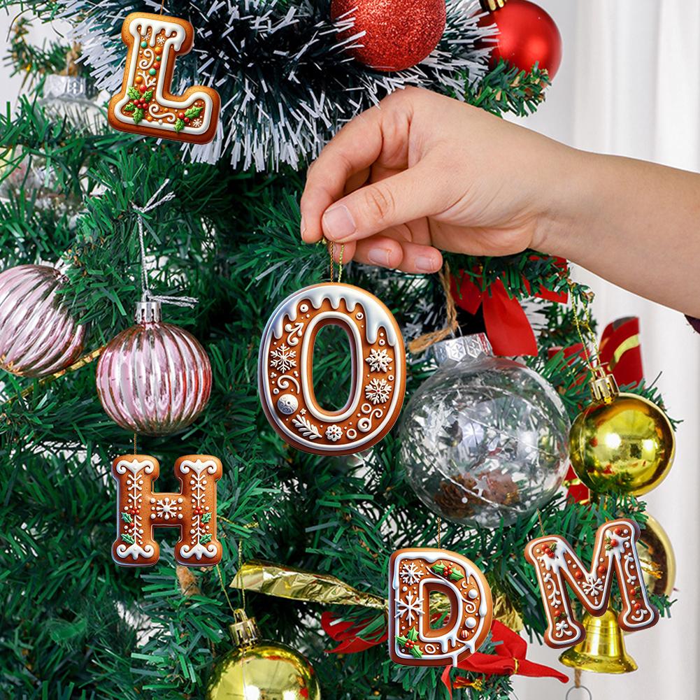 26 Letters Christmas Tree Decoration Gingerbread Alphabet Letters Ornament Flat To 2D Acrylic A Z Decoration Ornaments