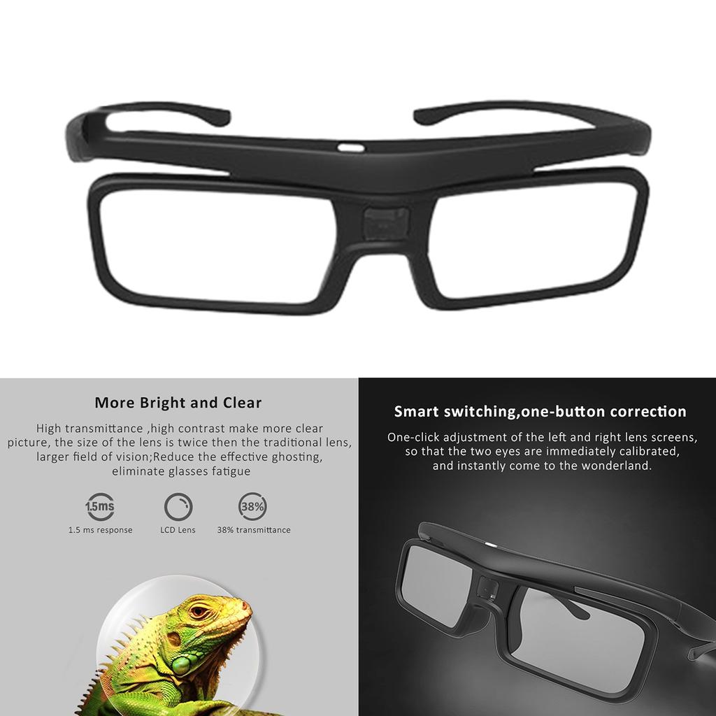 3D Glasses Lightweight Rechargeable Eyewear Shutter Glasses for All DLP Projector 3D DLP Link Active Shutter Eyeglasses