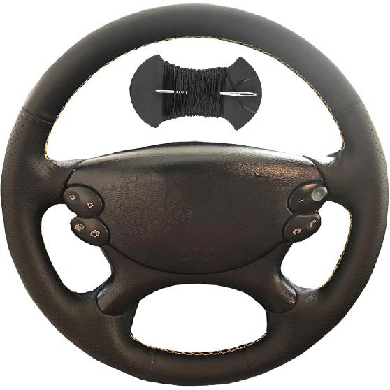 

Microfiber Leather Car Steering Wheel Cover Anti-Slip Stitch Wheel Wrap Fit for Mercedes Benz E-Class W211 E230 E350 E280 CLS-Class CLS 350 500 G AMG Black Thread