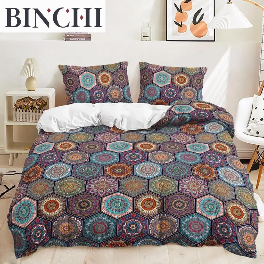 Bohemian Bedding Collection Boho Flowers Duvet Cover Exotic Nationality Pillowcases Queen King For Woman Couple Bedroom Decorations