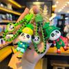 Spring Outing Panda Keychain Cute Cartoon Figurine Car Kawaii Cute Personalized Gifts Keychain Student Backpack Couple Small