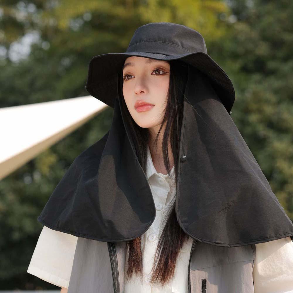Breathable Mountaineering Cap Elastic Women Sun Cap Ponytail Cap Shawl Fisherman Hat Travel
