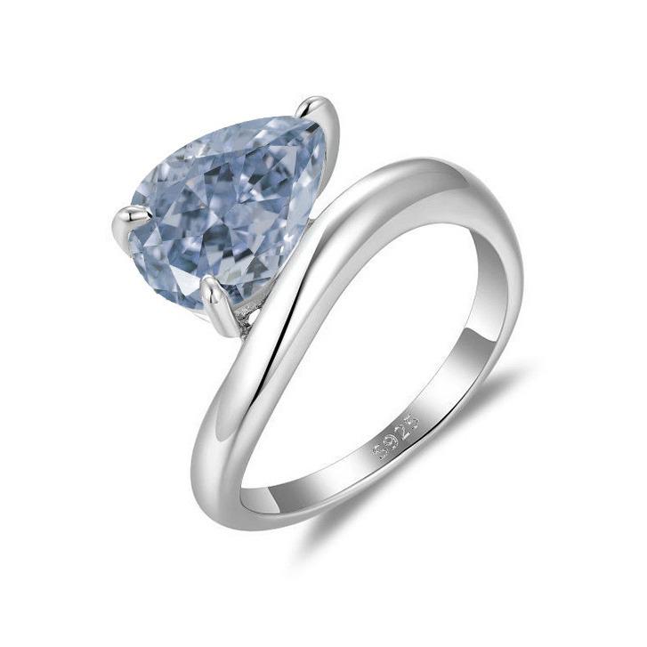 

High Carbon Diamond Ice Flower Cut S925 Sterling Silver Irregular Ring US Size 9