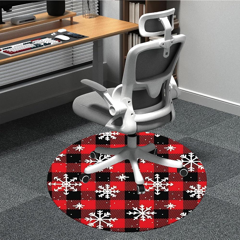 

1pc Winter Plaid Snowflakes Chair Carpet for Office, Soft, Non-Slip Polyester Mat, Office, Entryway, Living Room, Bedroom, yy251207290 80cm by 80cm