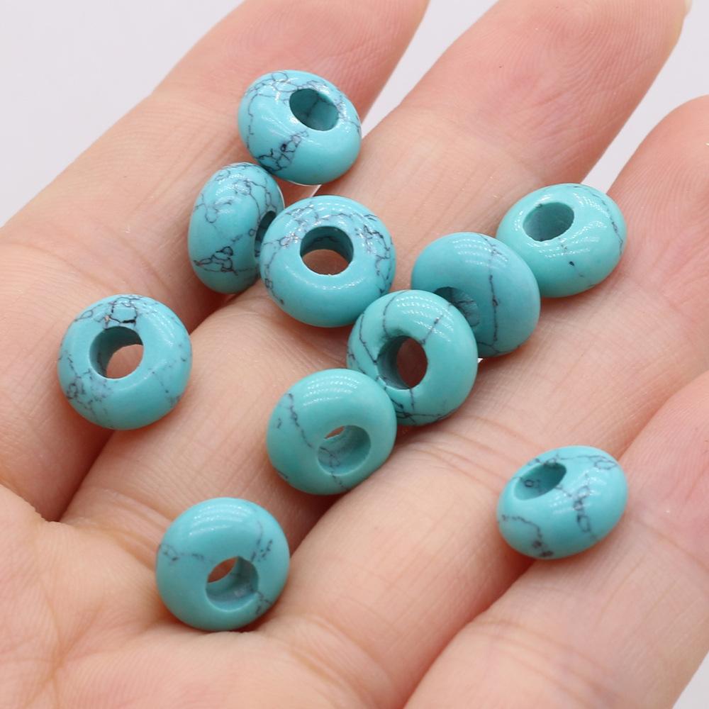Round Bead Big Hole Loose Beads Colorful Loose Agates Stone Beads Lotus Perforated Beads Necklace