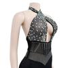 Fashion Women's Mesh Drilling Bubble Beads Sleeveless Shorts Jumpsuit