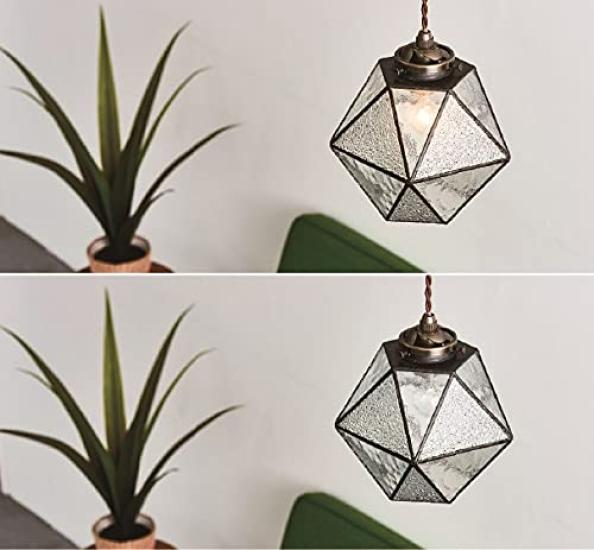 Interform LT-9340BL Maries Pendant Light (Bulb Sold Separately) Blue Stained Glass JapaneseWestern Retro