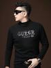 European Style Half-Turtleneck Base Shirt for Men, Autumn and Winter Style, Fleece-Lined Long-Sleeve T-Shirt, Trendy Letter Print, Casual Sweatshirt