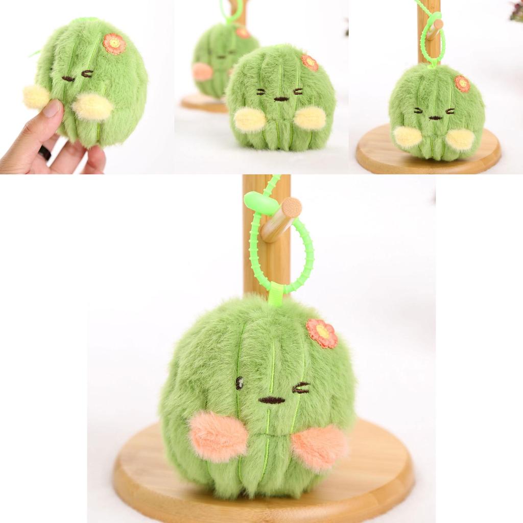 Pink Cactus Plush Doll Keyring With Short Plush Material For Bag Decoration