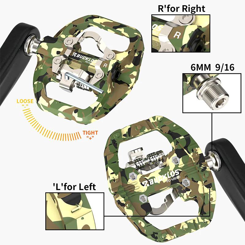 BUCKLOS Bike Pedal Non Slip MTB Road Bicycle Pedal Platform Dual-Funcion Flat Clipless Ultralight Cycling Cleat Pedals Bike Part