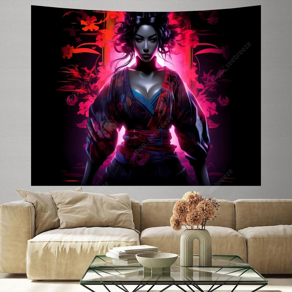 VIKAMA Cosmic Meditation Tapestry Bedroom Mural Luminous Starry Night Bohemian Spiritual Space Decoration