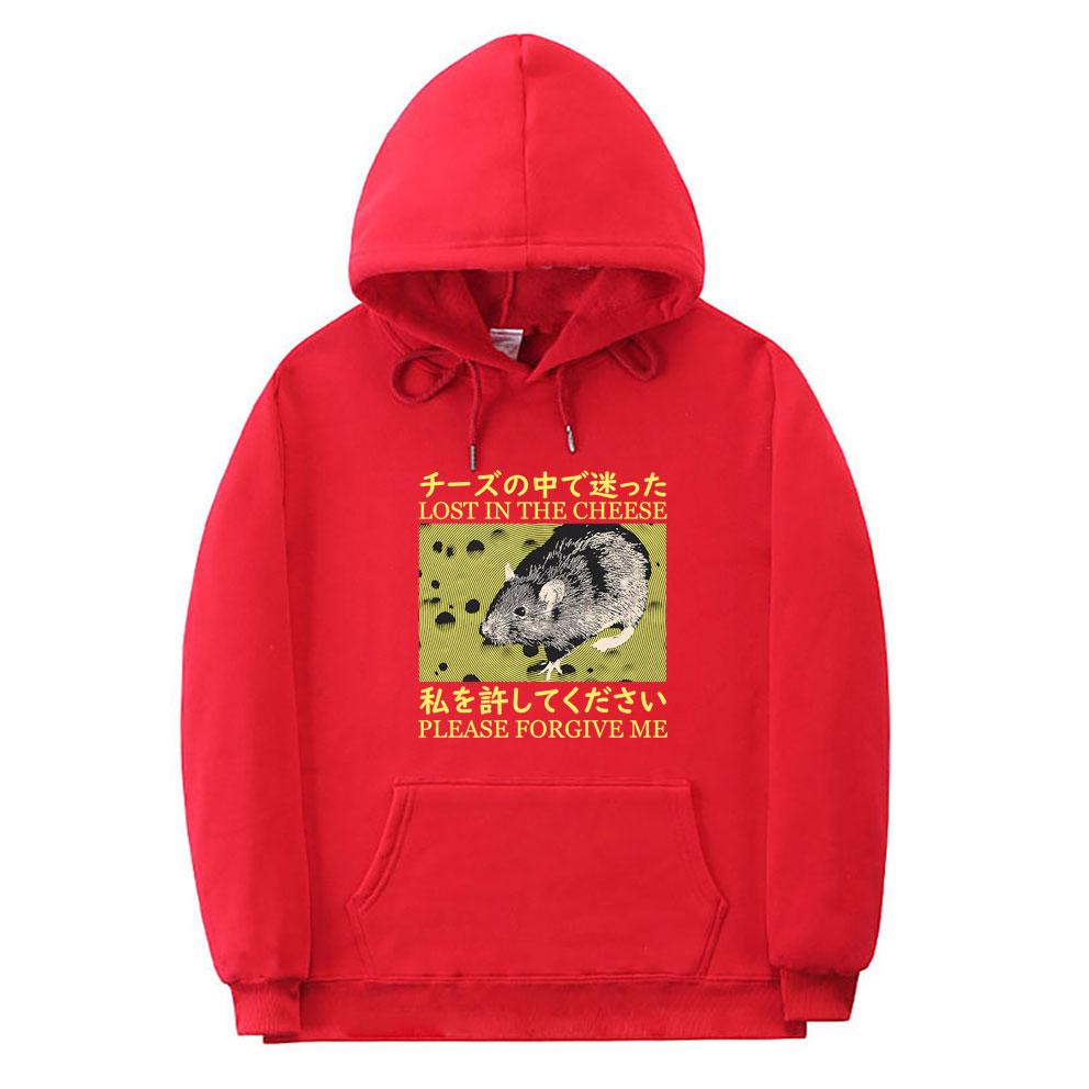Lost in The Cheese Please Forgive Me Hoodie Cute Funny Meme Japanese Rat Graphic Sweatshirt Men Women s Casual Oversized Hoody S