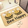 Cute Honey Bee Printed Welcome Door Mat Non-Slip Absorbent Machine Washable Rug for Entrance Bedroom Living Room Floor Mat