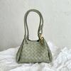 Womens Genuine Leather Woven Shoulder Bag With Magnetic Bucket Style Handbag In Texture Medium Size Daily Use