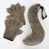 New Halloween gloves: wolf claw plush, realistic tail, warm gloves, animal tail cosplay Accessories and props
