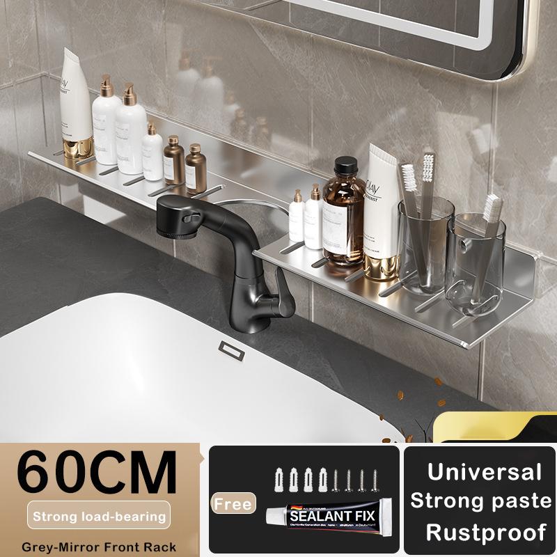 Around Faucet Holder Shower Shampoo Soap Cosmetic Holder Bathroom Storage Rack Organizer Over the Basin Shelf Mirror Front Rack