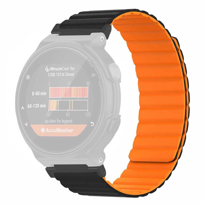 

For Garmin Forerunner 220/230/235/735XT/620/63 Silicone Strap Magnetic Smartwatch Bands Black Orange