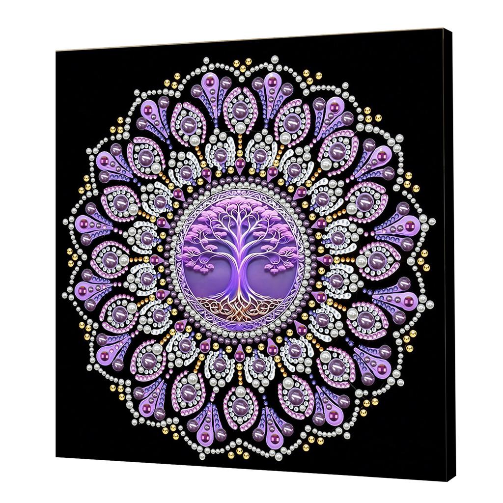 DIY Mandala Perlenpunktmalerei für Erwachsene/Anfänger Geschenk Heimdeko Perlen Edelstein Malereien Bild Kunsthandwerk 25x25cm Mit Rahmen