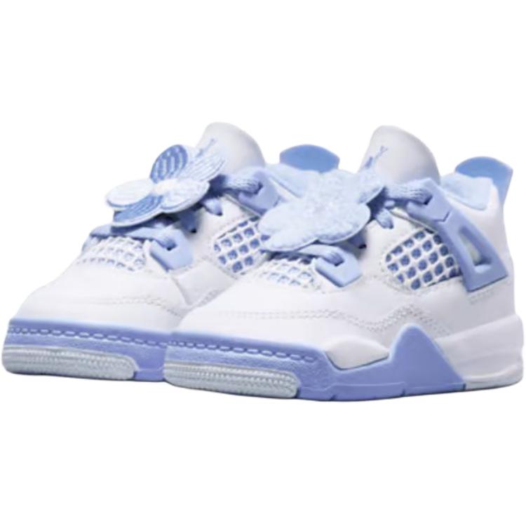 Air Jordan 4 Retro TD Pomněnka Dětské tenisky Bílá Modrošedá Olejově zelená IB8961-100