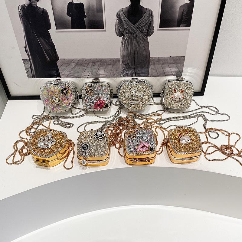 Mini love acrilic geantă mică de damă 2025 nouă europeană și americană stras personalizată buze ruj lanț geantă messenger