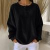 Women's Casual Long Sleeve Button Down Round Neck Loose Fit Top