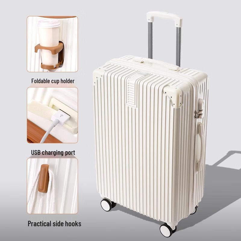 HANDUNYOU USB Cup Holder Travel Suitcase with Aluminum Frame