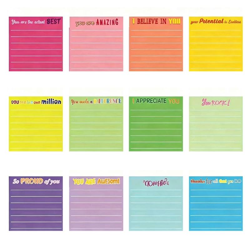 360 Sheets Colorful Square Shape Notepads 12 Color Fluorescent Adhesive Note Reminder On Journal Notebook Planner Fridge