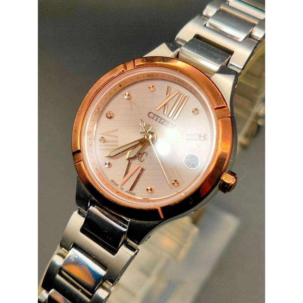 Used Citizen CrossSea H058-T020259 Solar Radio Ladies Watch Titanium Working Condition