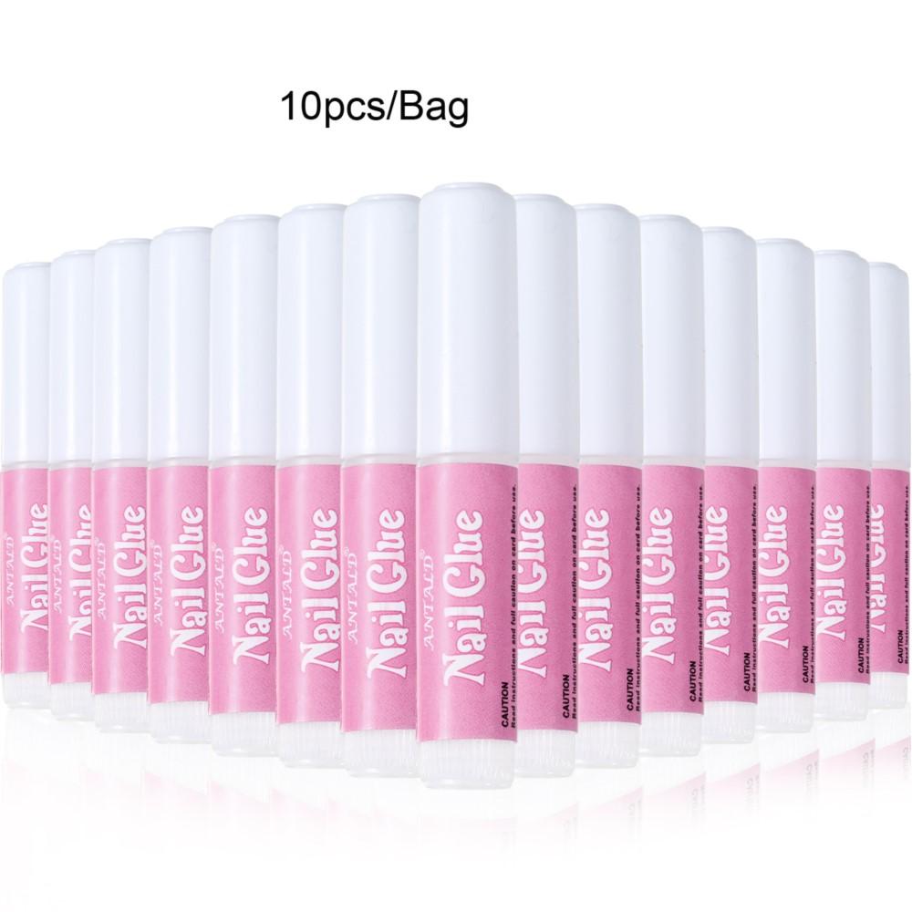 10Pcs*2g Fast Drying Nail Art Glue Acrylic False Nail Tips Sticky Gel Paste Gem Jewelry Decorations Nail Glue Manicure Tools