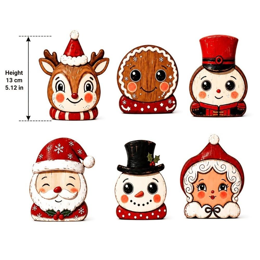 Snowman Christmas Tabletop Figure Wooden Freestanding Mantel Figure Mantel Decor