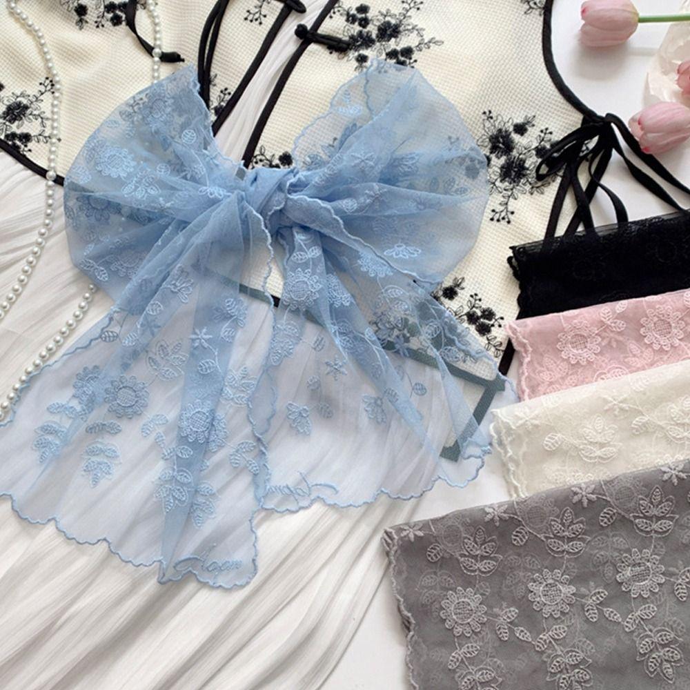 

Elegant Shawl Embroidered Flower Lace Scarf New Neckerchief Women білий