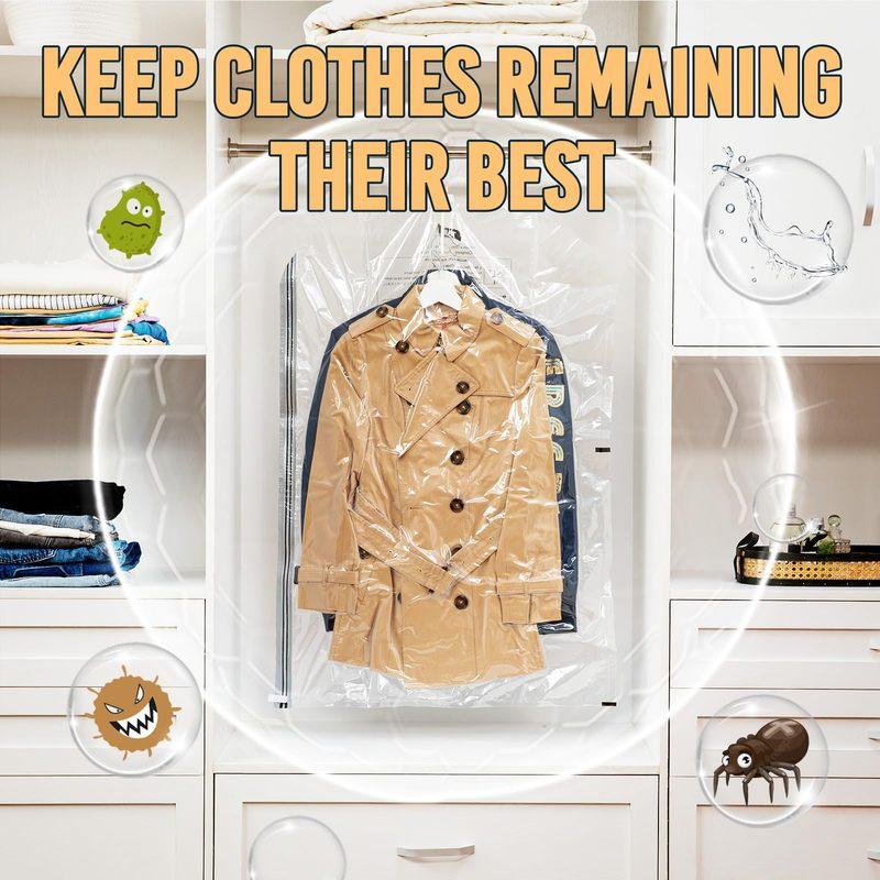 TAILI Hanging Vacuum Storage Bags 4pcs Space Saver Bags Clear Vacuum Sealer Bag for Clothing Suits and Jackets Closet Organizers