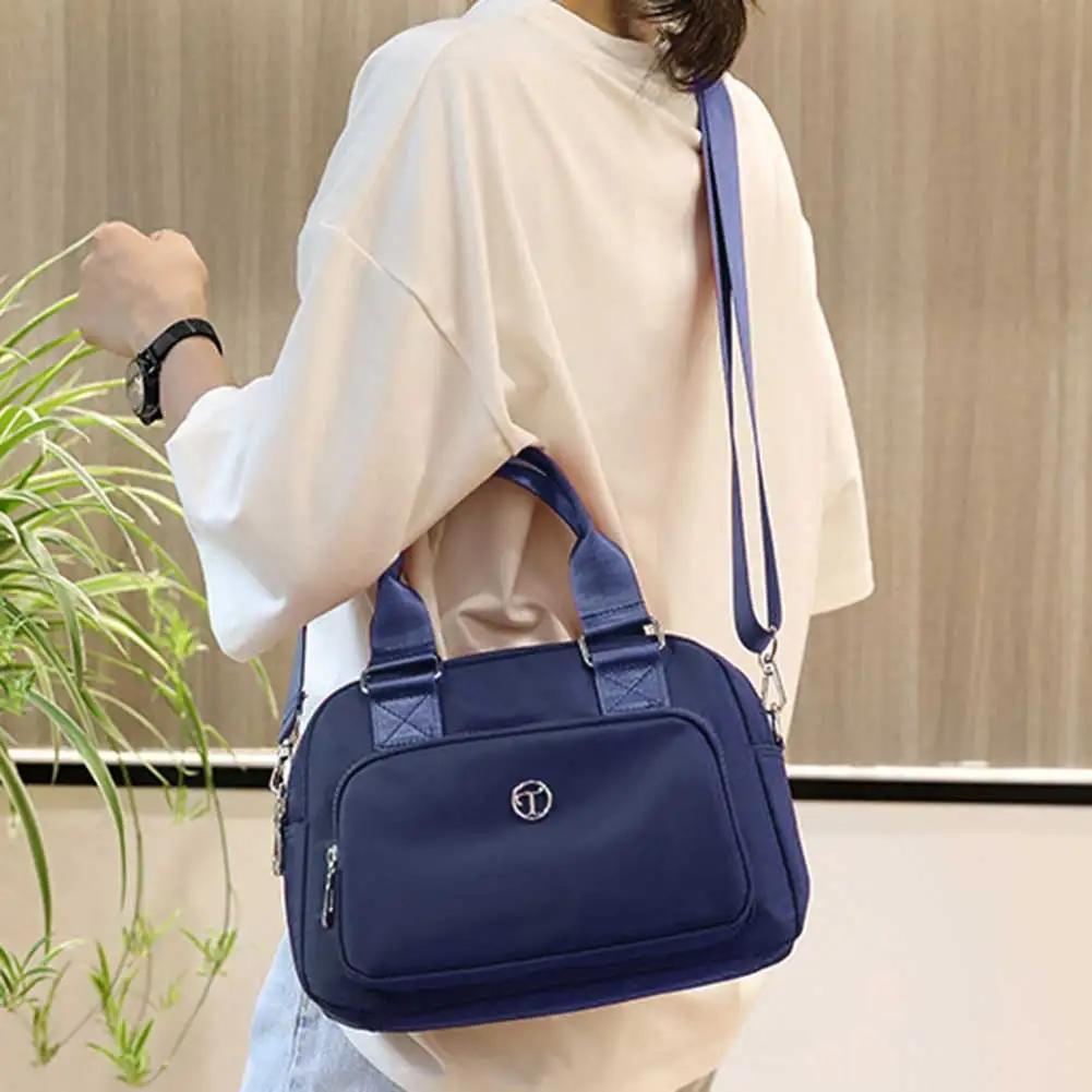 Shoulder Bag Solid Color Female Hand Bag Large Capacity Fashion Casual Nylon Adjustable Strap Simple for Weekend Vacation