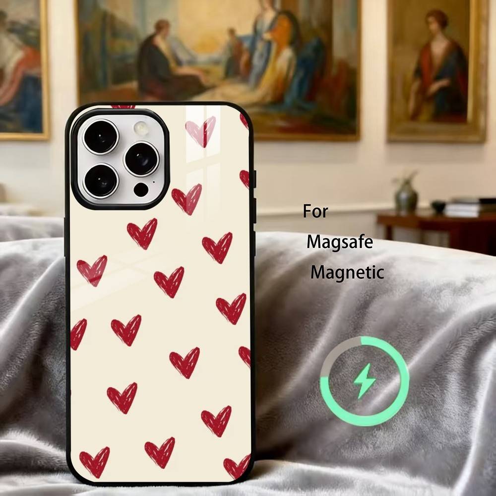 C-Cute L-Love H-Heart Phone Case For iPhone17,16,15,14,13,12,11 Plus,Pro Magnetic with Magsafe Wireless Charging