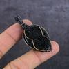 Dichroic Glass Gemstone Handmade Copper Wire Wrap Jewelry Pendant 2.25" P2t61