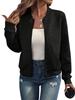 Plus Size Women Autumn Solid Color Zip-Up Jacket Long Sleeve Casual Loose Baseball Collar Casual Oversized Coat