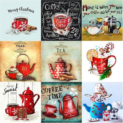 5D DIY Diamond Painting Coffee Cup Diamond Embroidery Scenery Cross Stitch Full Round Drill Home Decor Manual Art Gift