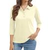 Women's Fashion Casual Lapel Short 3/4 Sleeve Color Shirt Women's Button Up Tops