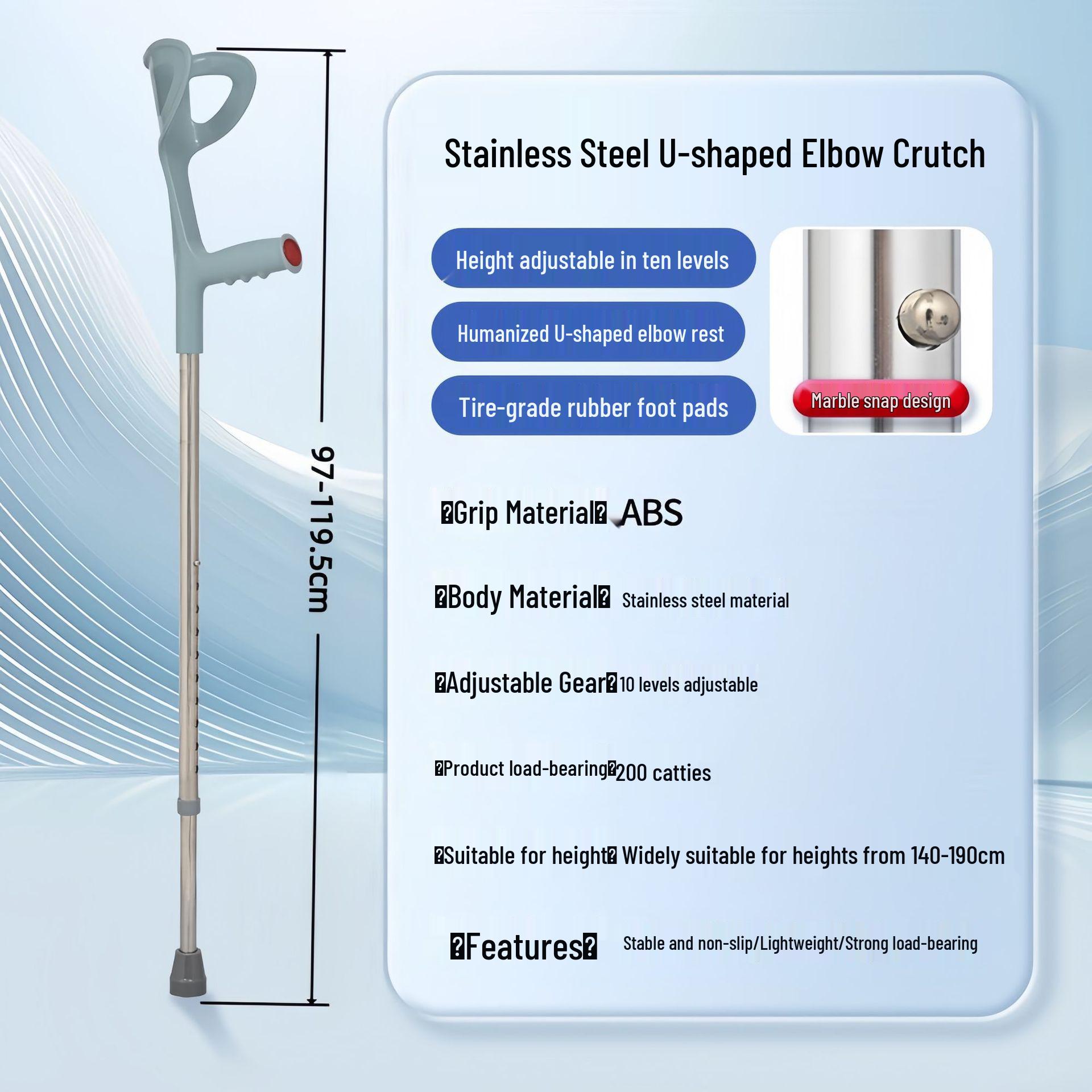 Телескопические костыли для предплечья из алюминиевого сплава - Нескользящая, одноручная ходунка для переломов