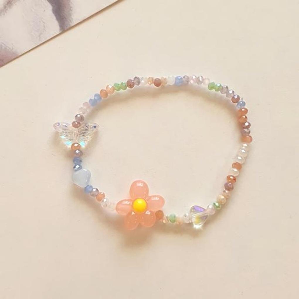 Women's Daily Aurora Butterfly and Heart Beaded Bracelet