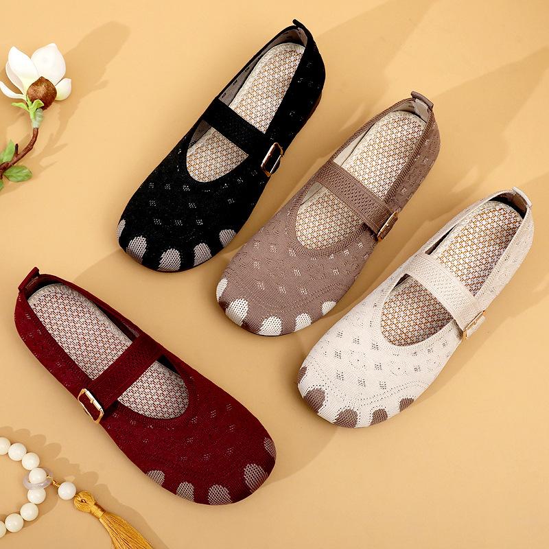 ****** new old ******* cloth shoes women's s**t-soled casual shoes flat-soled single shoes breathable and non-slip elderly shoes flying woven wo
