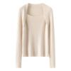 Lekasha Women's 100% Pure Cashmere Square Neck Slim-Fit Pullover