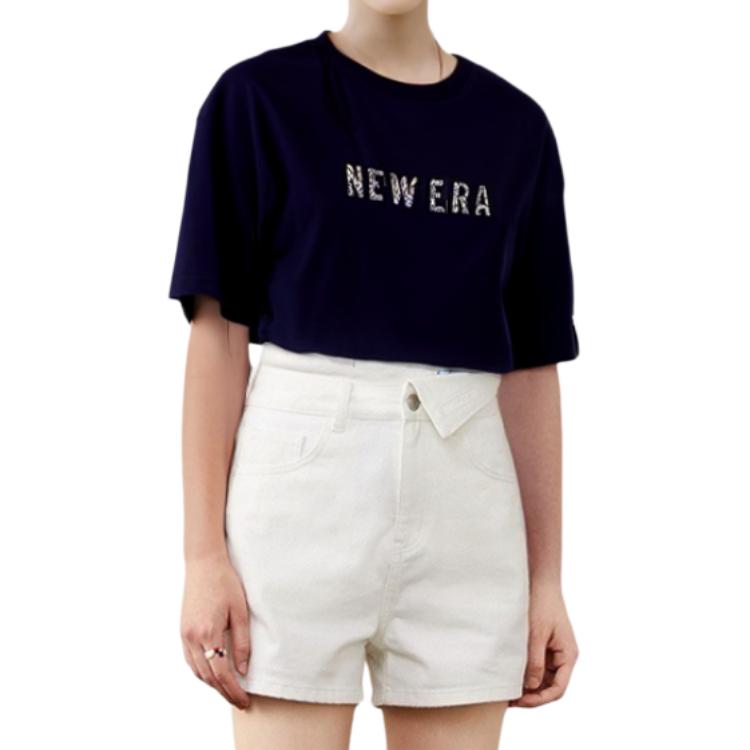 New Era SS24 Skateboard Series Loose Letter Print Crew Neck Short Sleeve T-Shirt Unisex Tops Navy-Blue 14187445