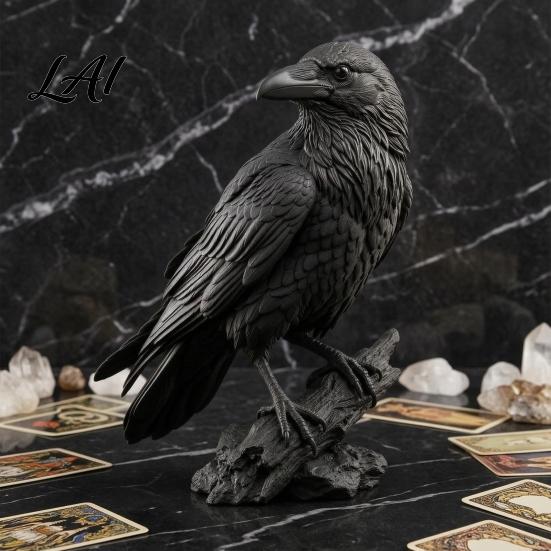 Gotische Krähenfigur Realistische Schwarze Figur Harz Rabe Statue für Halloween Tischdeko Horror Thema Partyzubehör Dekoration Dunkles Gruseliges Ornament Zuhause