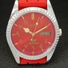 REFURBISHED JAPAN CITIZEN AUTOMATIC 8200 MENS DAY&DATE RED DIAL WATCH a432225-2 R110-a432225