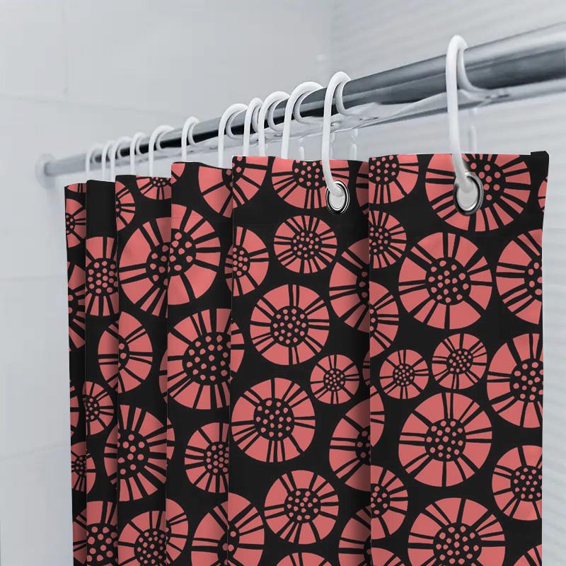 Black Coral Printed Bath Shower Curtain Waterproof Decorative Home Decoration 180X175Cm (6Ft X 5Ft)